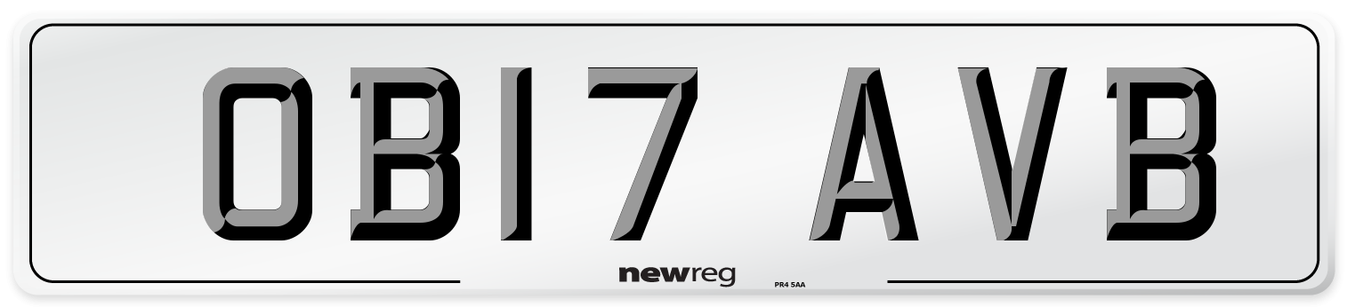 OB17 AVB Number Plate from New Reg